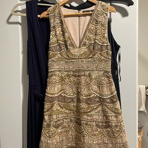 Alice and Olivia gold beaded and sequined dress